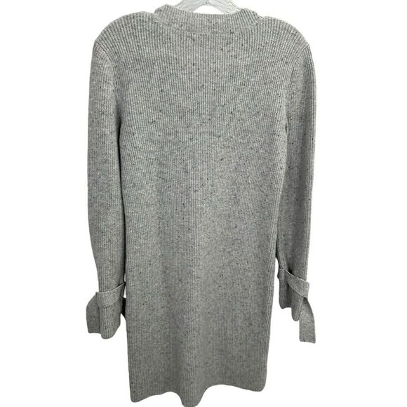 Loft Women's Size Small Confetti Knit Long Sleeve Sweater Dress Gray Tie Cuffs - Picture 6 of 12